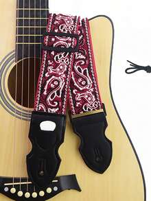 加厚加长可调节刺绣吉他背带，防滑肩垫，时尚彩色吉他背带，带拨片架 - 可水洗面料，适用于贝斯、原声吉他、电吉他，是送给吉他爱好者和音乐家的理想礼物