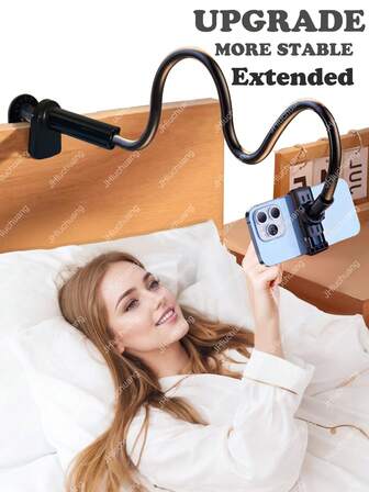 1pc Upgraded Thicker Long Arm Flexible Gooseneck Phone Holder Clamp With Handle, Bedside Lazy Phone Stand, Desktop Phone Holder
