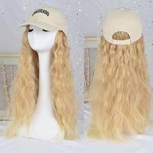 18英寸长直发合成假发棒球帽接发帽假发黑棕色可调节女士假发 - 彩色 - 查看 4