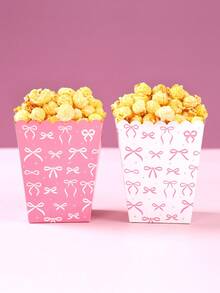10个粉色蝴蝶结纸质爆米花盒，蝴蝶结主题一次性爆米花、薯条、面包容器，适用于一周岁生日派对、迎婴派对、性别揭晓派对、女孩生日派对餐盘、迎婴派对回礼 - 蝴蝶結 - 查看 6