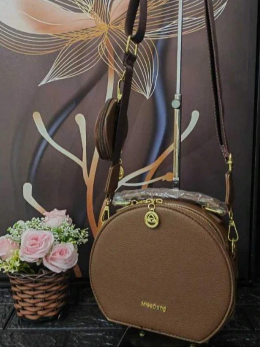 ASALOOG ROUND HANDBAG AND CASUAL CROSSBODY BAG DC-72 (COFFEE) - Coffee Brown - View 1