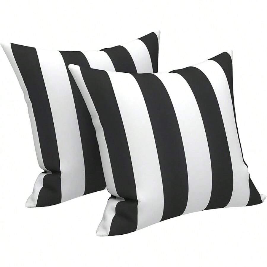 Outdoor/Indoor Throw Pillows, 18x18 Square Pillows With Inserts Bed, Couch, Sofa & Patio Furniture (Set Of 2, Monstera Blue), Decorative Pillows - 卡巴納黑 - 查看 1