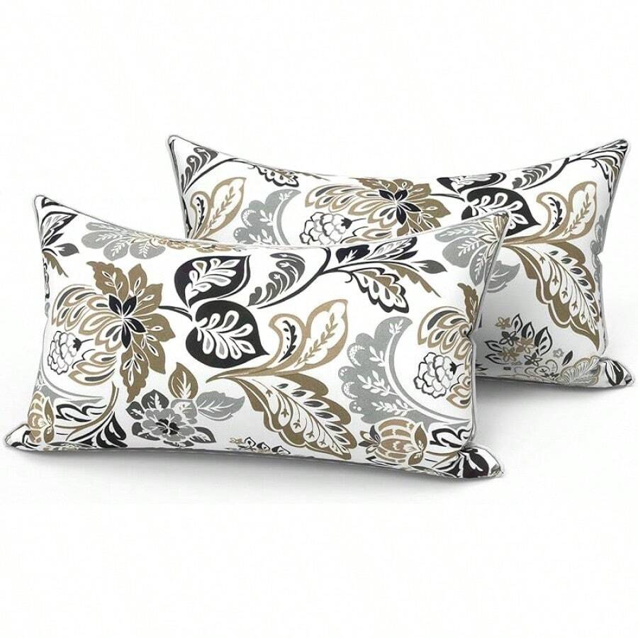 Outdoor/Indoor Throw Pillows, 18x18 Square Pillows With Inserts Bed, Couch, Sofa & Patio Furniture (Set Of 2, Monstera Blue), Decorative Pillows - 戴利譚 - 查看 1