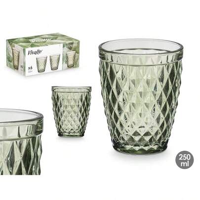 Shoppe house - Juego 6 Vasos Diamante Cristal 250 Ml