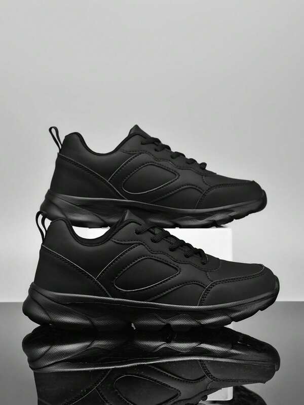 Nowe czarne buty damskie, modne uniwersalne buty sportowe, antypoślizgowe i odporne na zużycie, lekkie i wygodne, łatwe do czyszczenia buty robocze