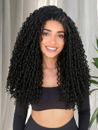 Peluca de rastas de encaje suave con cabello de bebé previamente arrancado, parte cuadrada sin nudos, peluca de rastas falsas con rizos sueltos trenzados de alta calidad y fibra de baja temperatura, peluca de encaje doble completo de rastas de ganchillo para para uso diario, Halloween, fiestas, etc.