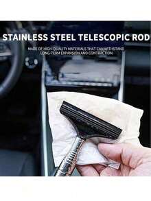 Limpiaparabrisas de espejo exterior, limpiaparabrisas retráctil para espejo retrovisor del coche, cepillo de limpieza de lluvia para parabrisas, limpiador de agua con palo telescópico largo, herramienta de limpieza portátil, utilizado en días lluviosos para evitar que las gotas de agua se cuelguen en el espejo retrovisor y difuminen la visión, accesorios portátiles para el interior y el exterior del vehículo adecuados para clima lluvioso y neblinoso, limpiador de ventanas portátil, cepillo para la nieve, artículos esenciales para el coche - Multicolor - Ver 3