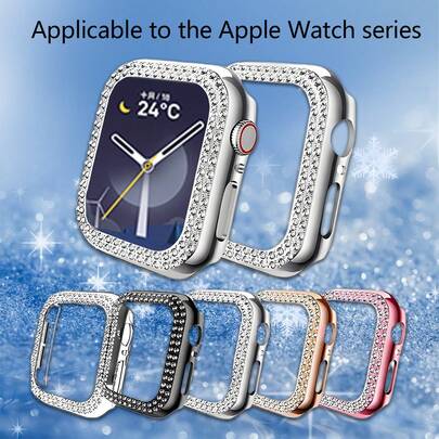 Series Rhinestone Protective Case, Single/Double Row Bling Bumper Cover, Scratch-Resistant Protective Shell, Compatible With Apple Watch S10 (Select Size According To Actual Watch Dimensions)