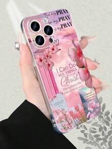 Inspirational Floral & Bible Verse Print Phone Case For IPhone 11/12/13/14/15/16 Series, Clear TPU Material With Built - In Shock - Proof Stripes, Motivational & Protective Phone Cover With - Trong sáng - Xem 4