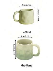 CMYD Studio 1 pieza Taza de café de cerámica hecha a mano de 400ml, taza de té de estilo nórdico asimétrico, adecuada para el hogar, el dormitorio, la oficina, como regalo, reuniones familiares - Verde - Ver 6