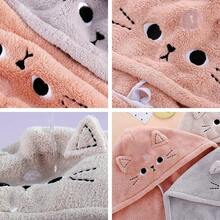 Cute Cat Coral Fleece Hair Towel Wrap Thick Water Absorbent Quick Dry Bath Wraps For Women Lightweight Soft Hair Drying Caps For Home Gym Travel Use