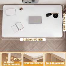 Modern Minimalist Style Computer Desk, Home Office Desk, Writing Desk, Work Table, Gaming Table - White - View 6
