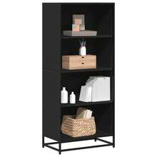 Libreria Larryhot nera 60x35x139 cm in legno ingegnerizzato, resistente e durevole, facile da montare, stile decorativo, adattA, Per riporre soprammobili, statuette, libri, piccoli oggetti, ecc. - nero - Visualizzare 1