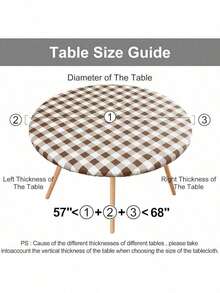 Smiry Round Picnic Table Cloth, Elastic Waterproof Fitted Vinyl Tablecloth 36-44 Tables, Flannel Backed Buffalo Plaid Table Covers Dining, Camping, Outdoor, Black And White Summer Birthday Gifts Wedding Beach Back To School School Supplies Room Decor