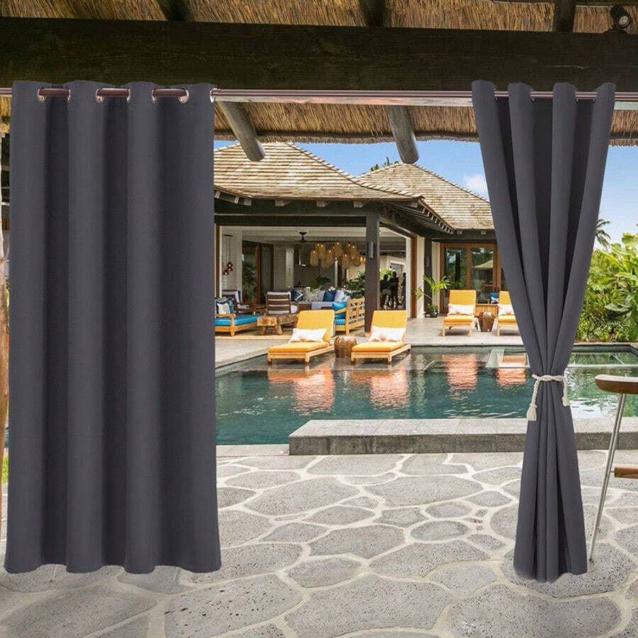 Waterproof Outdoor Curtains For Patios, High-Quality Thick Privacy Wind And Rain Grommet Outdoor Curtains For Porches, Pergolas, And Gazebos. - Blue - View 1