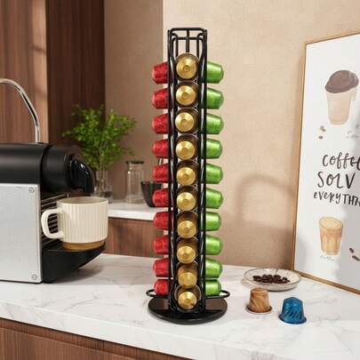 Suporte Capsula  Giratório Cromado 40 Cápsulas