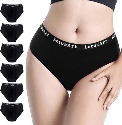 YUGUO HOME Ropa Interior de Algodón para Mujer en Tallas Grandes, Transpirable Ropa Interior para Mujer, Paquete de 6 Bragas de Algodón para Mujer