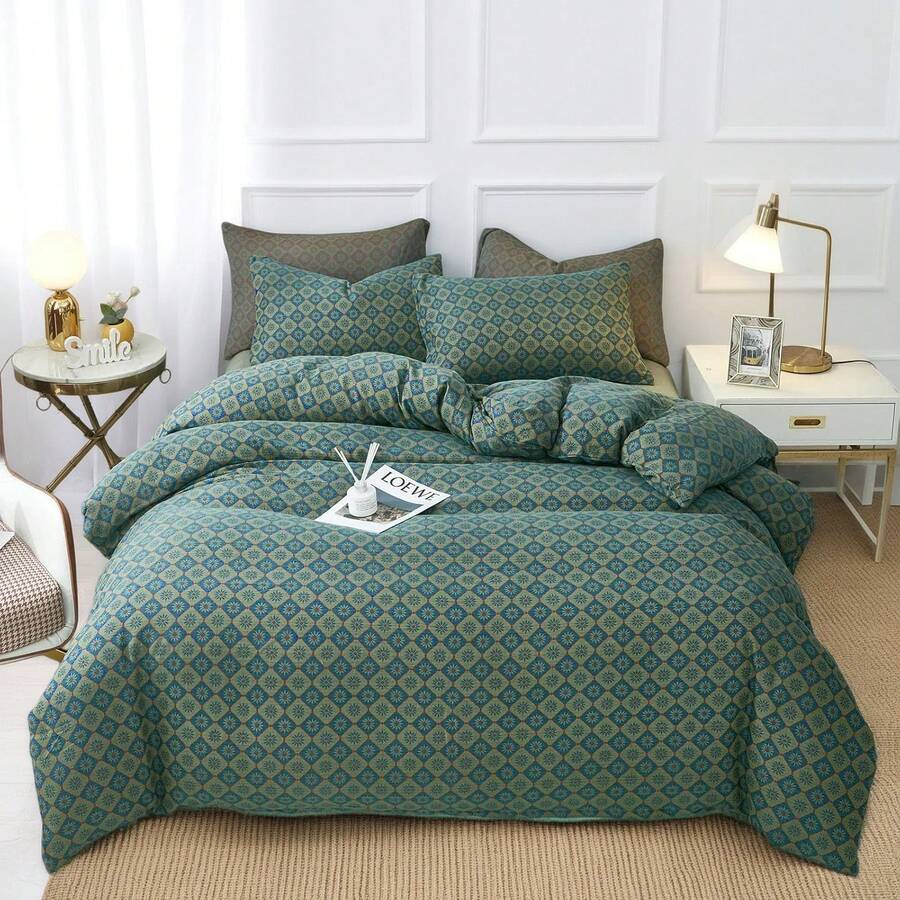 Vclife Modern Luxury Solid Color Duvet Cover Full For Girls Women And Jersey Knit Cotton Duvet Cover Queen Soft Grapefruit Bedding Set Queen , Ultra Soft, 4 Corner Ties With Two Pillowcases, No Comforter - 被套三件套-雛菊新綠 - 查看 1