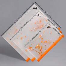 3pcs A4/A5/A6 Sequin Binder Pockets - PVC Material, Office And School Storage - Multicolor - View 2