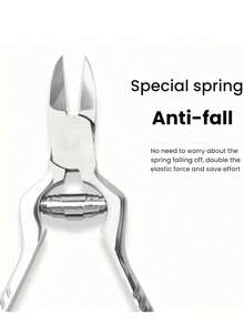 1pc Professional Podiatrist Foot & Toenail Clipper - Ultra Sharp Curved Blades, Stainless Steel, Suitable For Thick Nails And Ingrown Nails, Nail Care | Precision Scissors | Stainless Steel Nail Clippers