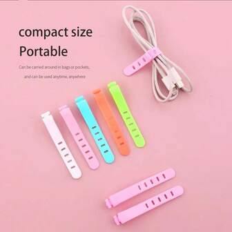 60/30/10pcs Silicone Cable Organizer Bag, Reusable Travel Cable Ties, USB Cable Winder, Cable Management Strap