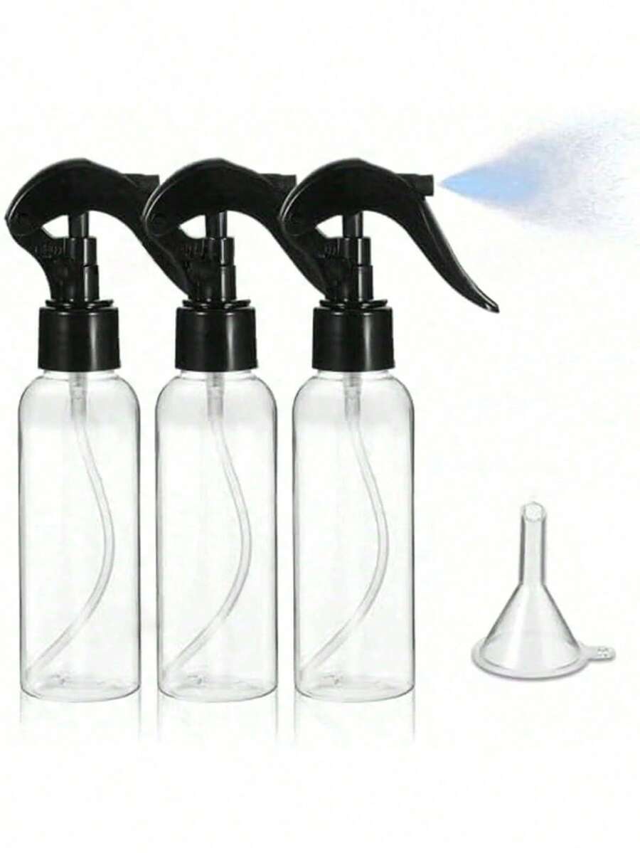 1/3 chai xịt nhỏ 100ml, chai rỗng trong suốt, vòi xịt phun sương mịn, có phễu, kích thước nhỏ gọn tiện dụng khi đi du lịch, dùng đựng chất lỏng, mỹ phẩm, chất tẩy rửa, sản phẩm chăm sóc cá nhân. - Nhiều màu - Xem 1