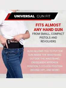 1pc Ultimate Belly Band Holster, Concealed Waist Holster Suitable For Men And Women, Compatible With Ruger, Smith & Wesson M&P 40 Shield Bodyguard, SIG SAUER, Beretta, 1911, Smith & Wesson Shield And Other Handguns. It Functions As A Handgun Holster, Gun Holster, Weapon Holster.