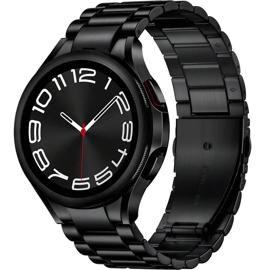 1条银黑色快拆金属表带，兼容三星Galaxy Watch 7、Galaxy Watch 6（6 Classic 47mm/43mm）、5/4（44mm/40mm）、FE/5 Pro（45mm）、4 Classic（46mm/42mm），不锈钢材质，男女通用，20mm - 黑色 - 查看 1