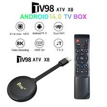 Q96 OHP A TV98 ATV X8 电视棒 4G 5G 高清 4K 安卓 14 无线 H.265 高清双 Wifi 64GB 全志 H313 四核 8K 语音遥控智能电视盒 - 黑色 - 查看 2