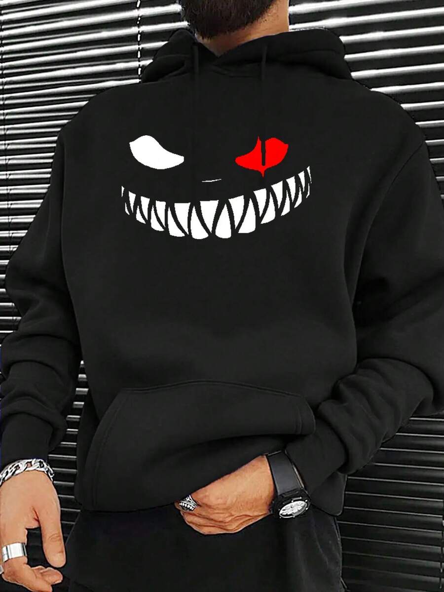 484 g/m² Sudadera niño Capucha para Hombre de Mezcla de Poliéster y Algodón al. 50%, Cómodo y Cálido, Sudadera informal para Hombre, Impresión de Camino Sonriendo Diversión - Mezcla de algodón, Cordón, Sudadera de Manga. Largo, Adecuado para Principios de primavera, Otoño y Invierno, Cómodo/Cálido, Impresión de Alto Calidad, Usado en Capas. o. Lanzamiento informal y Versátil Múltiple Tamaños Disponible: S-XXXL - Negro - Ver 1
