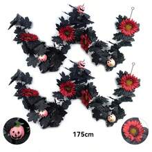 1 件万圣节壁炉挂饰、带南瓜装饰的秋叶花环、感恩节丰收节家庭派对装饰、室内外前门装饰以及适合节日家居的奇特万圣节派对装饰