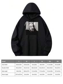 Men's Casual Hoodie With Artistic Face Print,Streetwear Style,Loose Fit Sweatshirt For Men,Soft And Comfortable Pullover Jumper