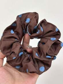 1pc Polka Dot Casual Polyester Hair Scrunchie, Versatile, Coffee Color, Suitable For All Seasons ,Hair Ties ,Scrunchy Hair Ties Ponytail Head Accessories Elastic Band - Multicolor - View 9