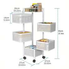 [KNERS]Rotating Kitchen Storage Shelf 5 Tier, Metal Fruit Vegetable Storage Basket Multi-Layer Vegetable Rack Storage Trolley On Wheels, Floor-Standing Basket For Kitchen Bathroom, Square - 彩色 - 查看 12