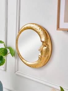 1 cái, Gương trang trí tường hình trăng lưỡi liềm mặt vàng bằng nhựa kích thước 8,85 * 8,85 inch, Tác phẩm nghệ thuật trang trí tường sáng tạo, Gương trang điểm, Thích hợp để trang trí tường, Bàn trang điểm và Đạo cụ chụp ảnh - Vàng - Xem 6
