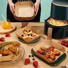 100 Pieces Of Heavy-Duty Non-Stick Baking Paper, Suitable For Ovens And Air Fryers, Cookies, Pizza, Pastries - Easy To Clean, Even Heat Distribution, Kitchen Baking Mat, Suitable For Ovens, Air Fryers, Convection Ovens, Cooking Accessories, Disposable Material, Edible Grill Mat, Cooking Preparation Tool