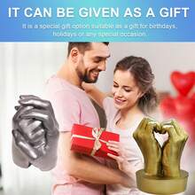 3D Handmade Model Clone Powder Hands Casting Crafts Plaster Kit Souvenir Couple Baby Hand Foot Print Model Self-Made Wedding Anniversary Gifts Valentine's Day - Grey - View 10
