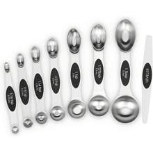 Aovchei 8 PCS Magnetic Measuring Spoons Set, Dual Sided, Stainless Steel Small Tablespoon, Teaspoons, Fits In Spice Jars, For Dry And Liquid, Black