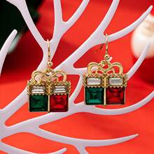 1 Pair Luxurious & Elegant Gold-Tone Stud Earrings, Outlining The Contour In Vibrant Gold, Exuding A Rich Christmas Vibe, Suitable As A Refined Accessory For Ladies To Attend Lively Christmas Parties