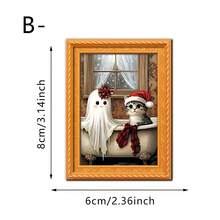 1/4 件油画风格磁性装饰艺术冰箱贴，圣诞猫和幽灵创意磁铁，圣诞节万圣节时尚磁性冰箱贴套装，方便在冰箱上整理，用于厨房整理和展示 - 多色2 - 查看 8