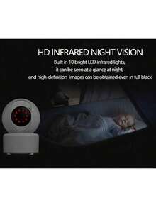 GENAI Home Smart Camera, 3MP WiFi Indoor Monitor With Night Vision, 360° Rotation, Motion Tracking, Ideal For Home Security, Baby And Pet Monitoring - White - View 5