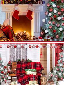 12 Stück Weihnachtsbaum Kugel Ornament Set 80mm/3,15 Zoll Glitzer Bruchsicher Schaum Weihnachtskugeln Weihnachtsbaum Dekoration Feiertags Dekoration Verschiedene Farben verfügbar (Rot, Champagner, Rosa)