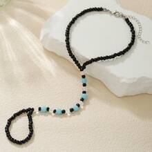 1pc Bohemian Beaded Glow-In-The-Dark Anklet, Suitable For Beach, Vacation, Music Festival Wear