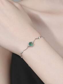 1pc Minimalist Luxury 925 Sterling Silver 1 Carat Moissanite Women's Bracelet, Suitable For Daily Commute, Party, Vacation, Wedding, Valentine's Day, Mother's Day, Bridesmaid Gift, Shiny Jewelry Gift For Her