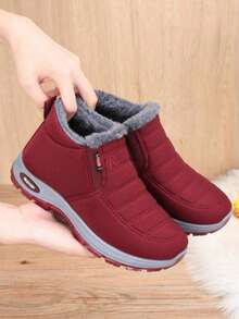 Women's Warm Fleece-Lined Winter Ankle Boots Slip-On Casual Shoes