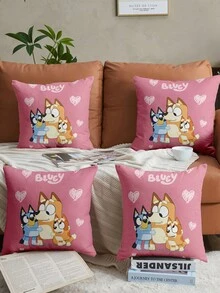 Bluey 1/2/4pcs Brui Pillow Case, Soft Decorative Pillow Cover, Linen Pillowcase, Bedding, Brui Cartoon Pattern Pillowcase, Zipper Closure, Suitable For Sofa, Bedroom, Living Room Home Decor - Multicolor - View 3