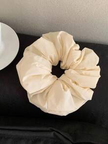 1 pièce Chouchou crème moelleux pour femmes, attache-cheveux en forme de donut, support de queue de cheval, design doux et simple, polyvalent, convient pour un usage quotidien, élastiques à chouchou, accessoires capillaires, pièce de tête