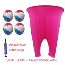 6 件套新款奶奶裤庭院游戏，1 条游戏裤 + 4 个球 + 1 个气泵（颜色随机）