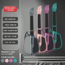 1pc Touchable Wireless Smart Guitar USB Rechargeable Plucked Accompaniment, Starter Instrument Toy For Home Entertainment, Gifting