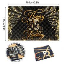 Happy Birthday Banner Backdrop Decorations Royal Curtain Black And Gold Bday Background For Women Men Photography Party Decor Supplies-6958 - 55 - Xem 3
